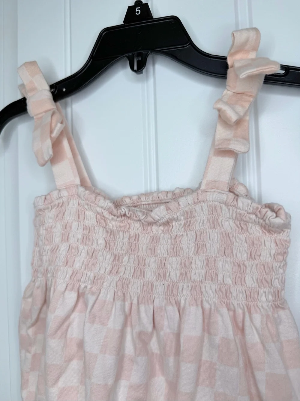 Infant Girl Baby Gap Pink Check Smocked Top Romper Shortall 100% Cotton 18-24m